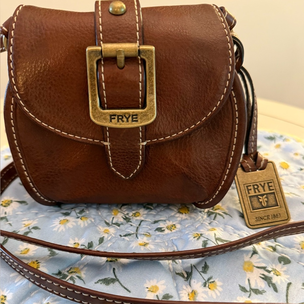Frye Dark Brown Mini Leather Crossbody with 2 Zippered Compartments